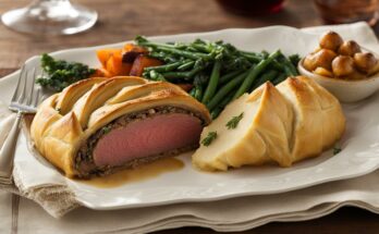 what is beef wellington served with